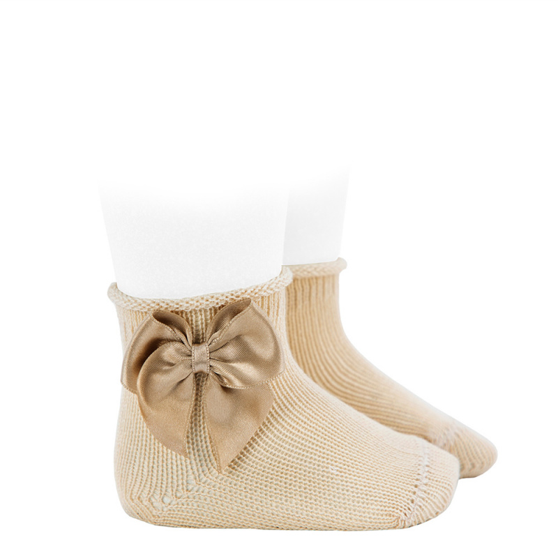 campagne heel veel ontmoeten Cóndor sokken met strik lino - De Babyboetiek