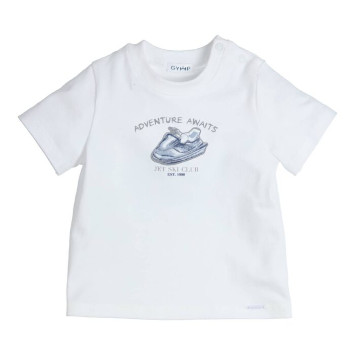 Gymp boys t-shirt 'jetski' wit/blue melange