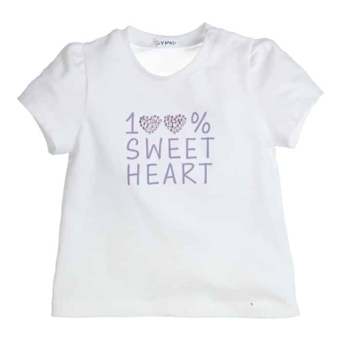 Gymp girls t-shirt '100%' wit/lila