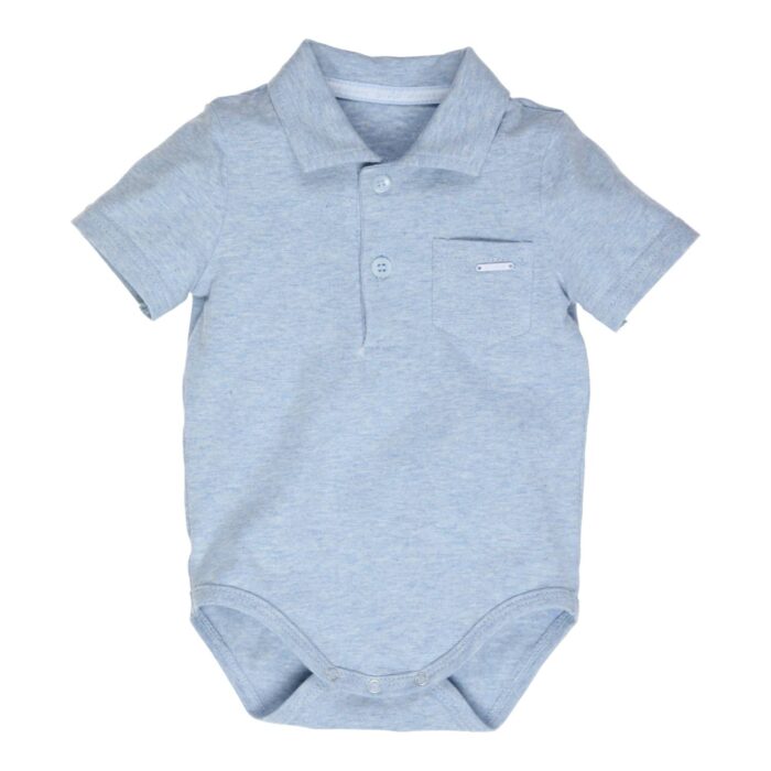 Gymp boys polo romper blue melange